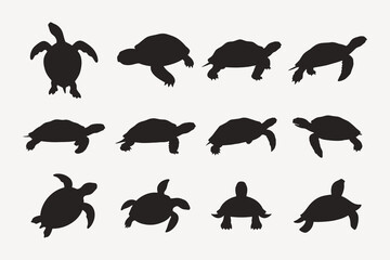 Turtle silhouette set