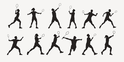 silhouettes of Badminton