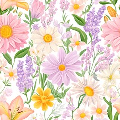 Obraz premium Delicate watercolor floral pattern with pastel hues