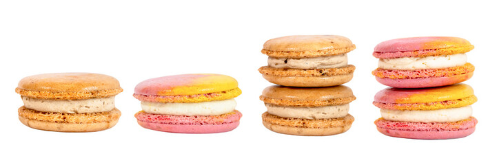 Macarons Tower: A close-up shot of delightful and colorful macarons arranged in stacks. Capturing the essence of sweet delight and visual appeal, with its layers and textures.