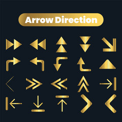 Flat vector arrow golden icons collection