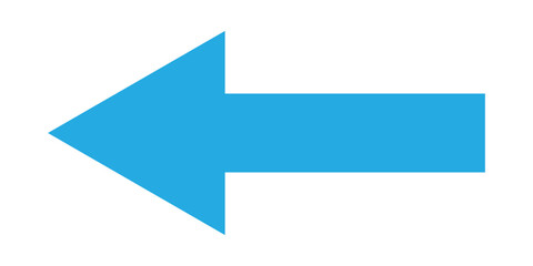 Obraz premium Blue isolated arrowhead icons on white background. Simple abstract pointing vector icons on white page. Left side arrowhead icon. Bold arrow-head icons set. EPS 10. 