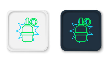 Line Hand grenade icon isolated on white background. Bomb explosion. Colorful outline concept. Vector