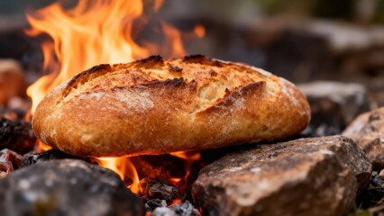 Bread baking on a campfire