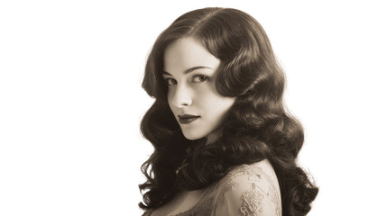 Vintage Portraits: Classic vintage portrait photography with soft lighting and nostalgic tones, isolated on a Transparent background, PNG file.