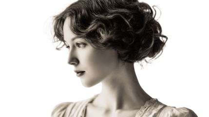 Vintage Portraits: Classic vintage portrait photography with soft lighting and nostalgic tones, isolated on a Transparent background, PNG file.