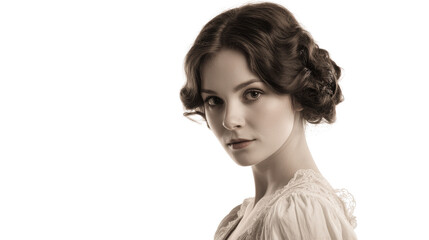 Vintage Portraits: Classic vintage portraits with soft lighting and timeless elegance, isolated on a Transparent background, PNG file.