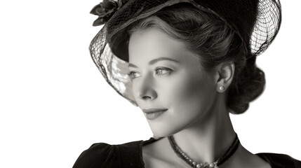 Vintage Portraits: Classic vintage portraits with soft lighting and timeless elegance, isolated on a Transparent background, PNG file.
