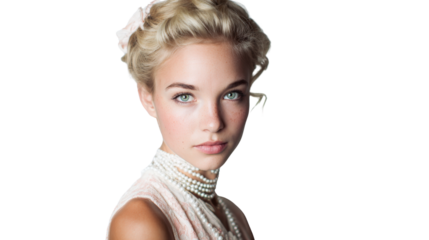 Vintage Portraits: Classic vintage portraits with soft lighting and timeless elegance, isolated on a Transparent background, PNG file.