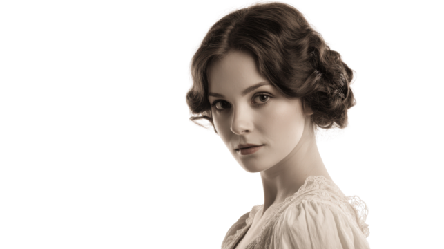 Vintage Portraits: Classic vintage portraits with soft lighting and timeless elegance, isolated on a Transparent background, PNG file.