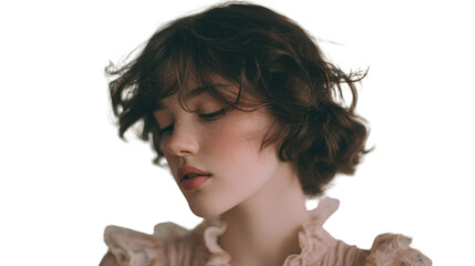 Vintage Portraits: Timeless vintage portrait photography of a subject in soft, muted tones, isolated on a Transparent background, PNG file.