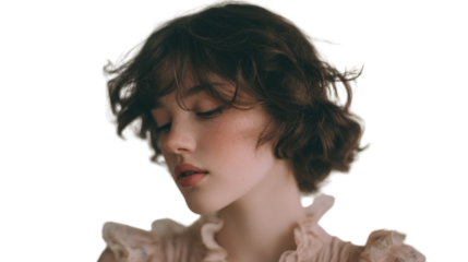 Vintage Portraits: Timeless vintage portrait photography of a subject in soft, muted tones, isolated on a Transparent background, PNG file.