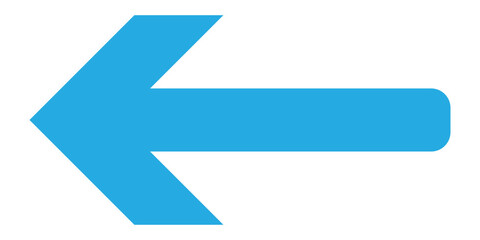 Blue isolated arrowhead icons on white background. Simple abstract pointing vector icons on white page. Left side arrowhead icon. Bold arrow-head icons set. EPS 10. 