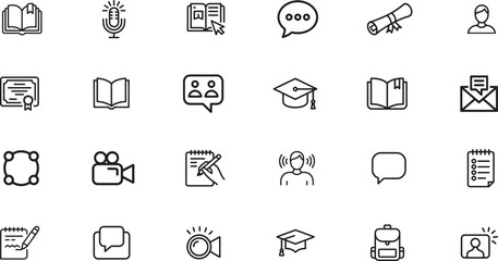online learning line icons set. e-learning, virtual class, digital education. editable stroke. vector illustration