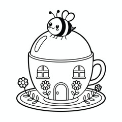 Hand-drawn vector illustration of a coffee and cake symbol set, a cartoon element for kitchen and restaurant design