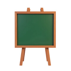 Small wooden easel with a green chalkboard isolated on transparent background