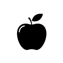 Apple Icon Illustration of Fresh Fruit with Stem and Leaf