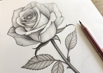 hand drawn rose AI Generated