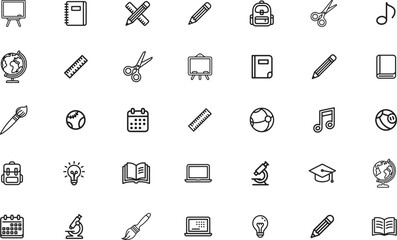 back to school thin line icons set. education, learning, study. editable stroke. vector illustration