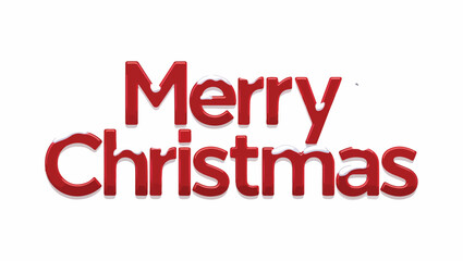 Fototapeta premium Red merry christmas text with snow