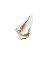 A dollop of white cosmetic cream swirled and isolated on a clean white background, showcasing its smooth and rich texture for skincare concepts