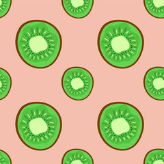 Kiwi fruit seamless pattern. Summer tropical food. Vector design
