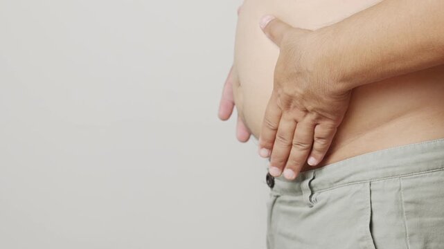 Overweight Male Stomach &ndash; Health and Motivation Concept