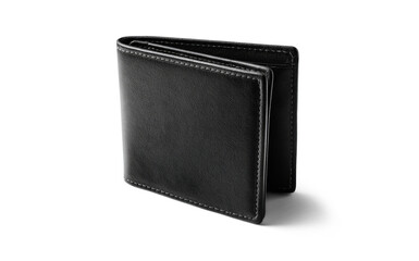 Black Leather Wallet Isolated on White Background