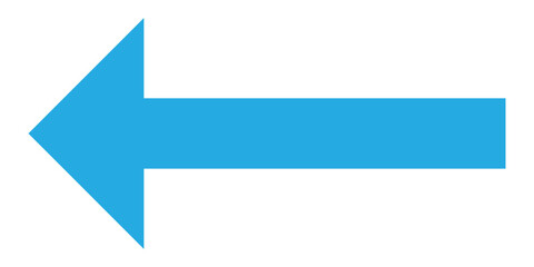 Blue isolated arrowhead icons on white background. Simple abstract pointing vector icons on white page. left side arrowhead icon. Bold arrow-head icons set. 