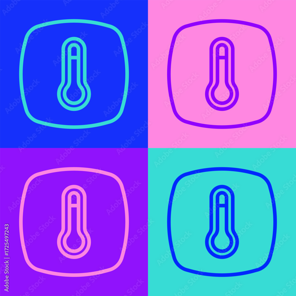 Poster pop art line thermostat icon isolated on color background. temperature control. vector