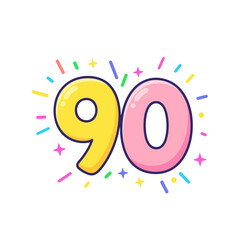 Fototapeta premium number 90, playful number 90, colorful 90, kidcore 90, birthday number 90, festive 90, decorative 90, bright 90, pastel 90, cute 90, fun number 90, cheerful 90, milestone 90, anniversary 90, party 90,