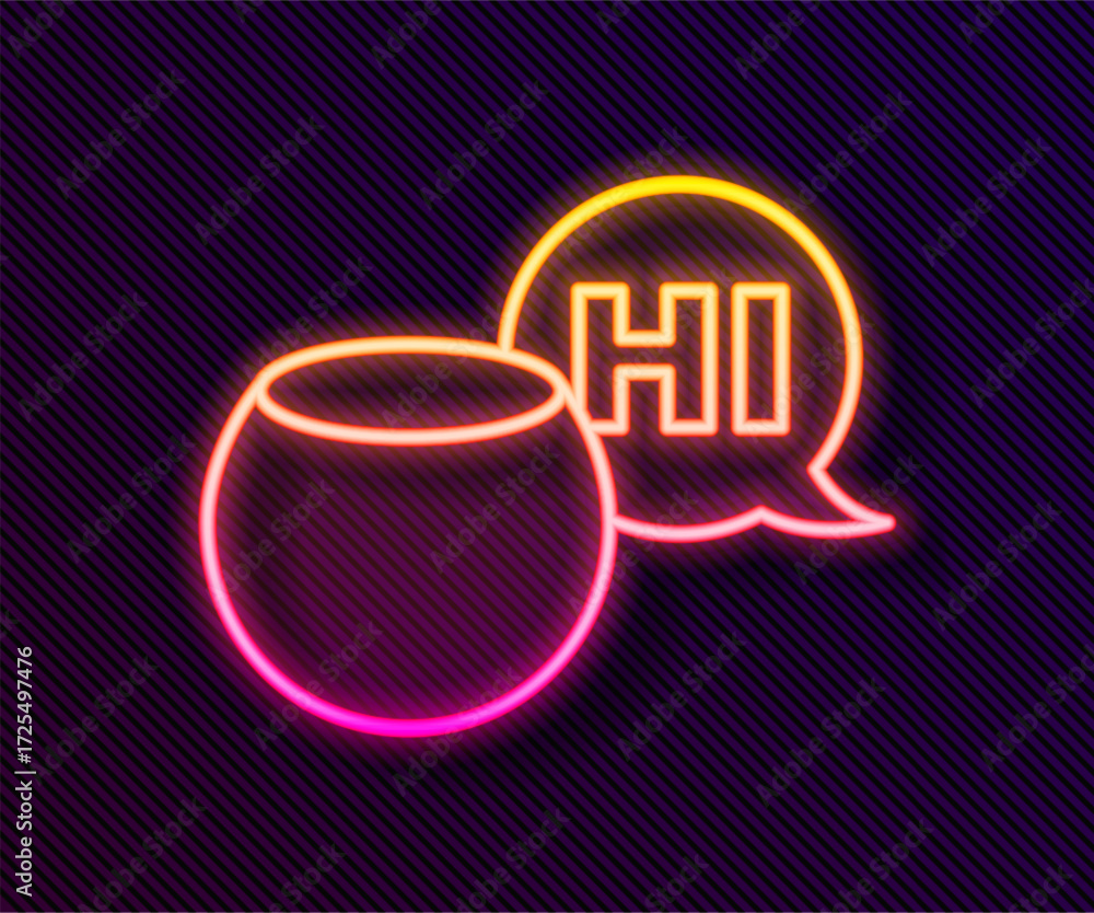 Poster glowing neon line voice assistant icon isolated on black background. voice control user interface sm