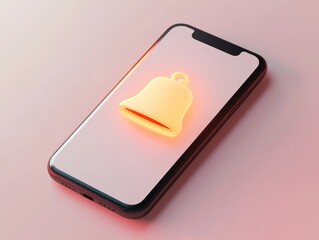 A phone shows a ringing notification bell. It's a reminder, maybe from social media. Good for showing tech ideas.
