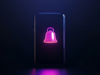 A phone shows a ringing notification bell. It's a reminder, maybe from social media. Good for showing tech ideas.
