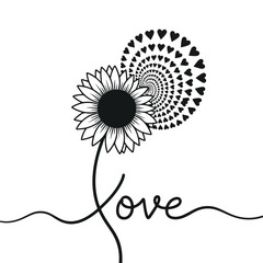 Vintage black and white floral frame design with seamless flower illustrations