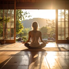 Woman meditating outdoors