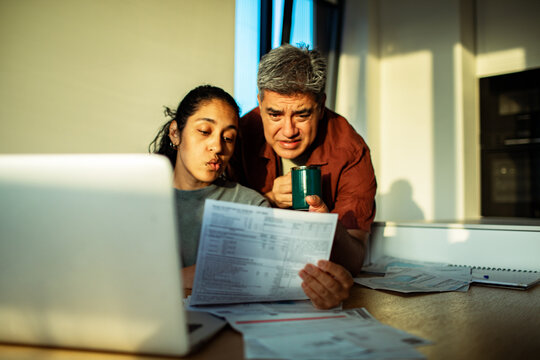 Family discussing finances