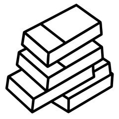 Minimalist illustration of a stacked pile of rectangular bars with black outlines on a white background design element vector