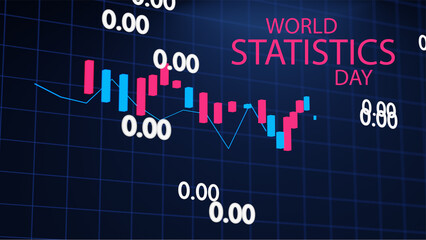 World statistics Day 3d render banner design, clean and modern style on graph background, perfect for posters, flyers, and digital use illustration