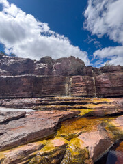Rock Formations and Small Waterfalls in Chapada Diamantina, Brazil