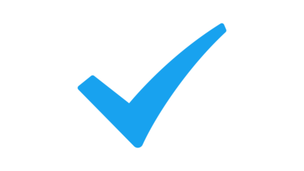 Blue tick icon, check mark correct approve success symbol vector