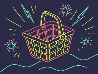 Neon Shopping Basket