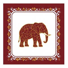 Decorated Elephant Illustration in Ornate Frame Design
