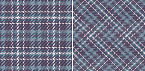Vector seamless texture of background pattern fabric with a textile tartan check plaid. Set in night colors for bed sheet designs in bedroom. © SolaruS