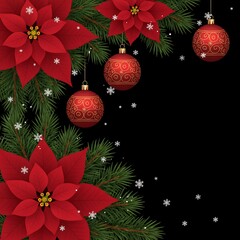 Poinsettia bouquet with vibrant red petals, holly berries and evergreen sprigs on dark background, elegant christmas floral arrangement for greeting cards, seasonal decor and holiday marketing