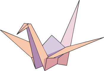 Stylized origami crane with clean lines on a white background.
