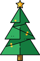 Fototapeta premium Stylized graphic illustration of a Christmas tree on white backdrop