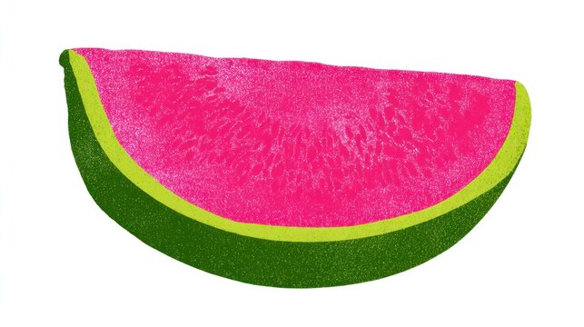 Watermelon slice, vibrant pink, green rind