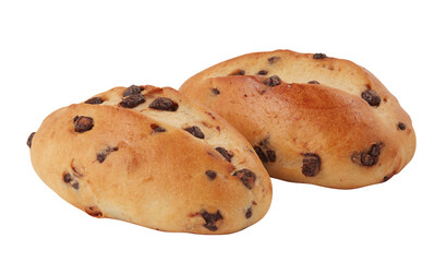 Bread baked with dried fruit seeds cut out isolated transparent background