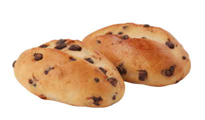 Bread baked with dried fruit seeds cut out isolated transparent background